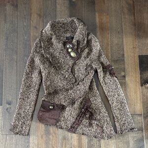 Lissa Paris Brown Women's Sweater Fairy Grunge BOHO Goth Asymmetrical Size Small